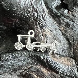 Vintage Sterling Silver Charm Horse Drawn Carriage Buggy Realistic Detailed